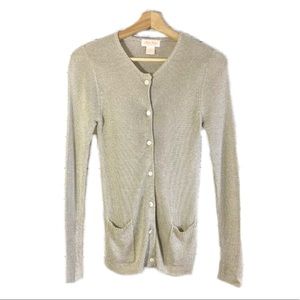 Brooks Brothers Metallic Gold Button Front Sweater Cardigan Long Sleeves Sz S